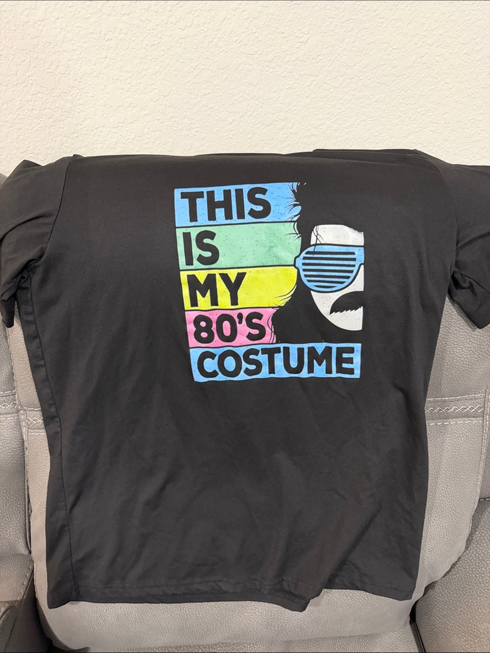 SHEIN Black 80's Costume Graphic Tee with Neon Print